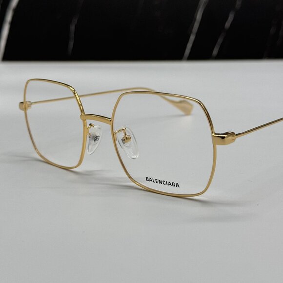 NEW BALENCIAGA BB0090O 003 SQUARE GOLD WOMEN EYEGLASSES BALENCIAGA - Picture 6 of 8